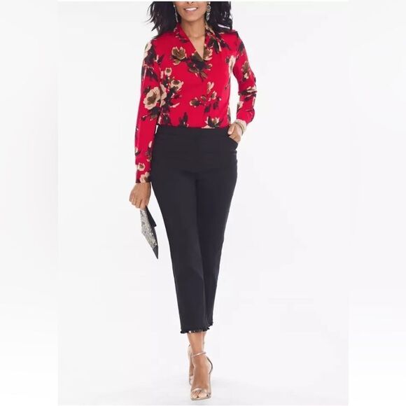 NEW CHICO'S the ultimate fit BEADED HEM SLIM ANKLE PANTS sz 1.5 black 10 medium - Picture 6 of 7